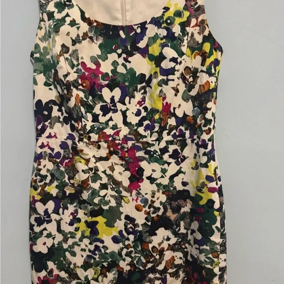 Ann Taylor Floral Midi Dress in White, Green, Purple, Yellow - Picture 2 of 7
